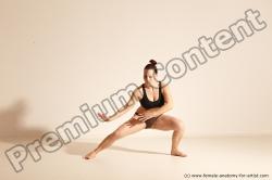 Underwear Martial art Woman White Moving poses Average long colored Dynamic poses Academic